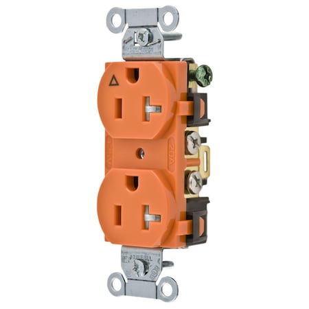Hubbell Wiring Device-Kellems Duplex Straight Blade Receptacle, 5-20R, 20 A, 125V AC, 2 Pole, 3 Wire, Isolated Ground IG5352TR